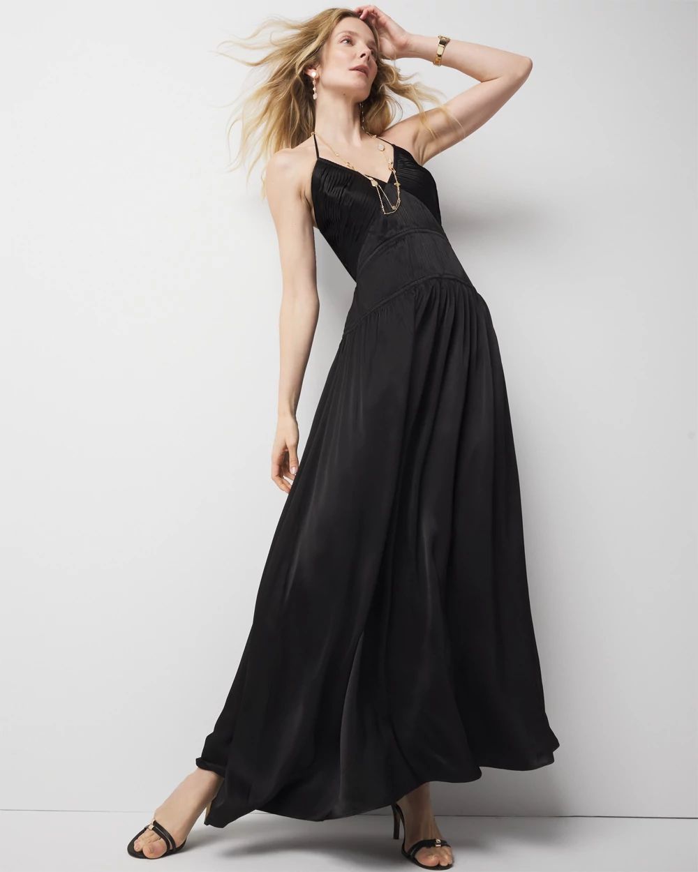 Satin Halter Maxi Dress