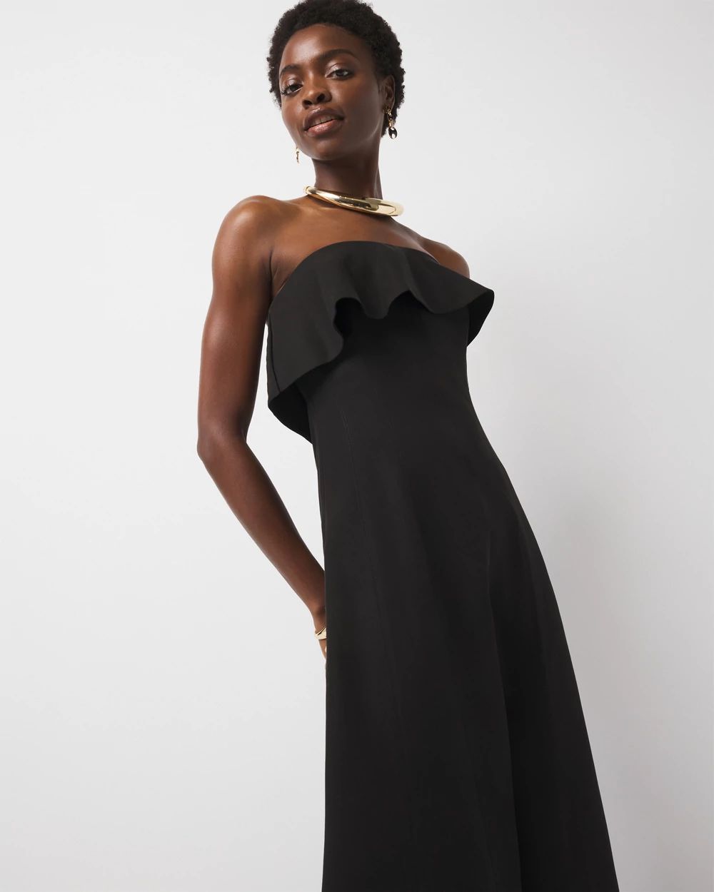 Petite Linen-Blend Strapless Maxi Dress