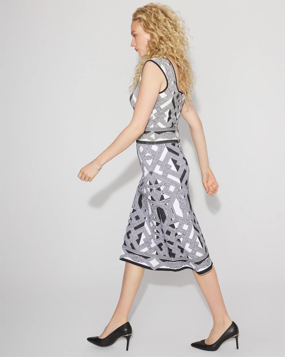 Geometric Jacquard Sweater Skirt