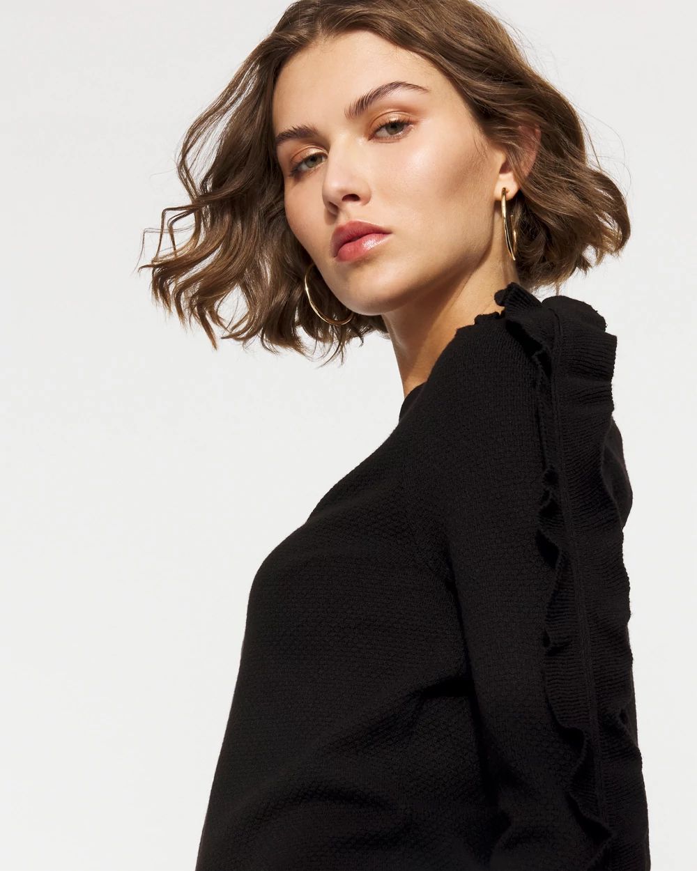 Ruffle Sleeve Pullover Sweater