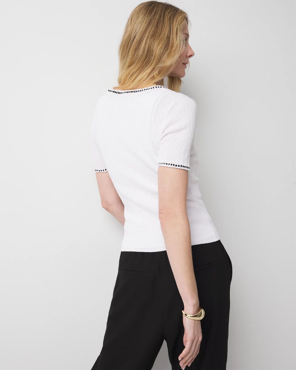 Braided Trim Cardigan Sweater