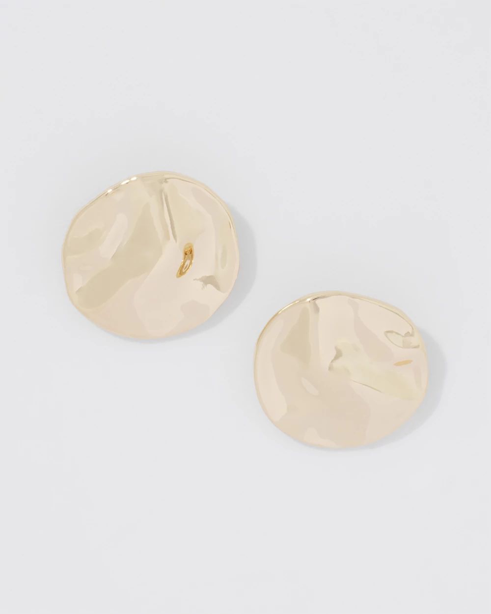 Gold Hammered Disc Stud Earrings