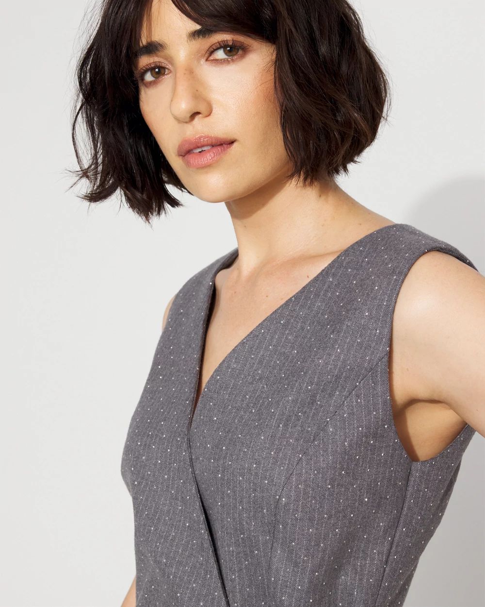 Petite Embellished Surplice Tie Vest