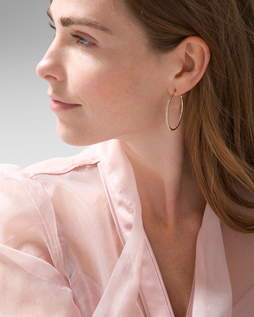 Crystal Double Pave Hoop Earrings