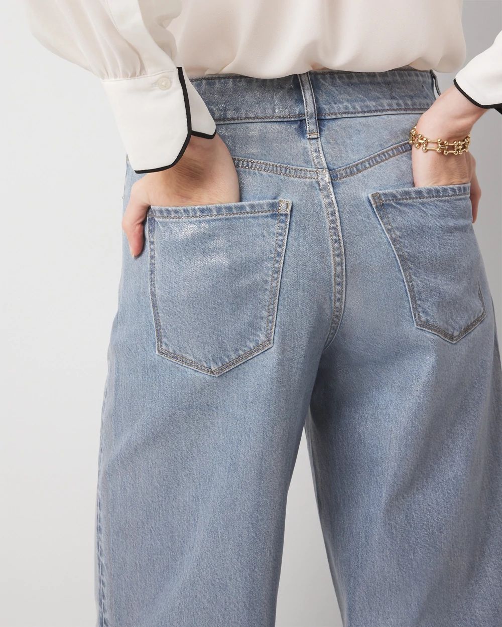 Petite Clear Coated Extra High Rise Palazzo Jean