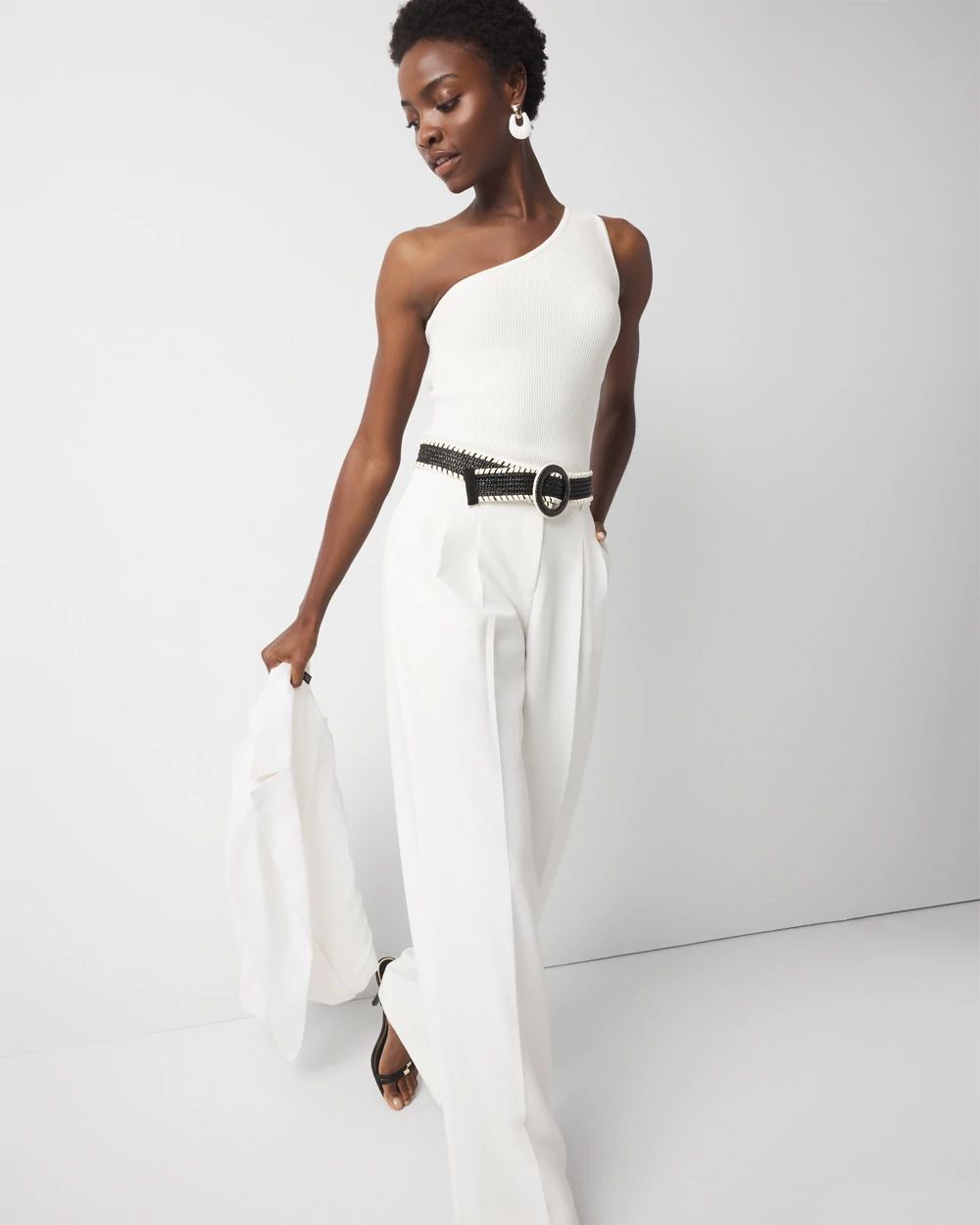 WHBM FORME™ Sculpt Stretch One Shoulder Sweater