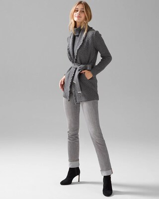 Mid-Rise Suede Trim Slim Jeans