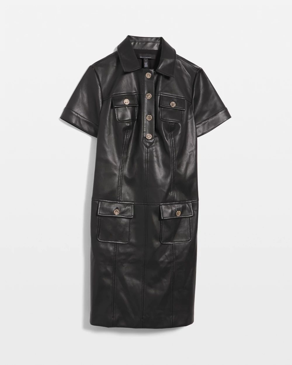 Faux Leather Button-Front Mini Dress