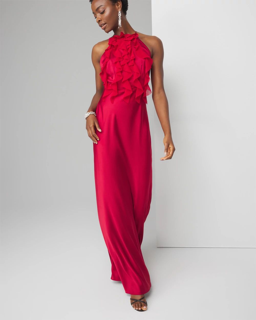 Satin Ruffle Gown