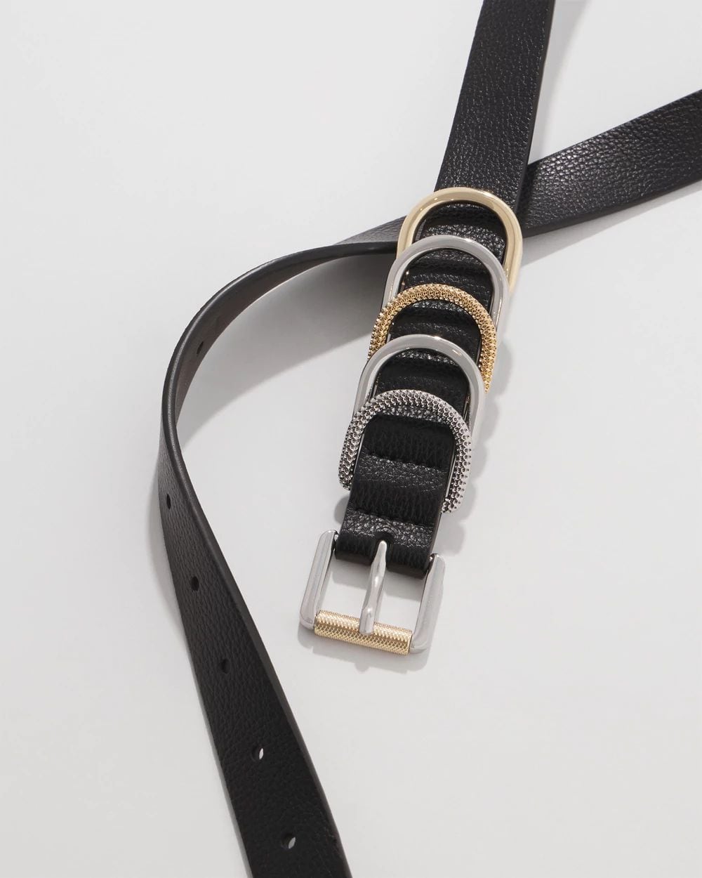 Textured Mixed Metal Skinny Belt
