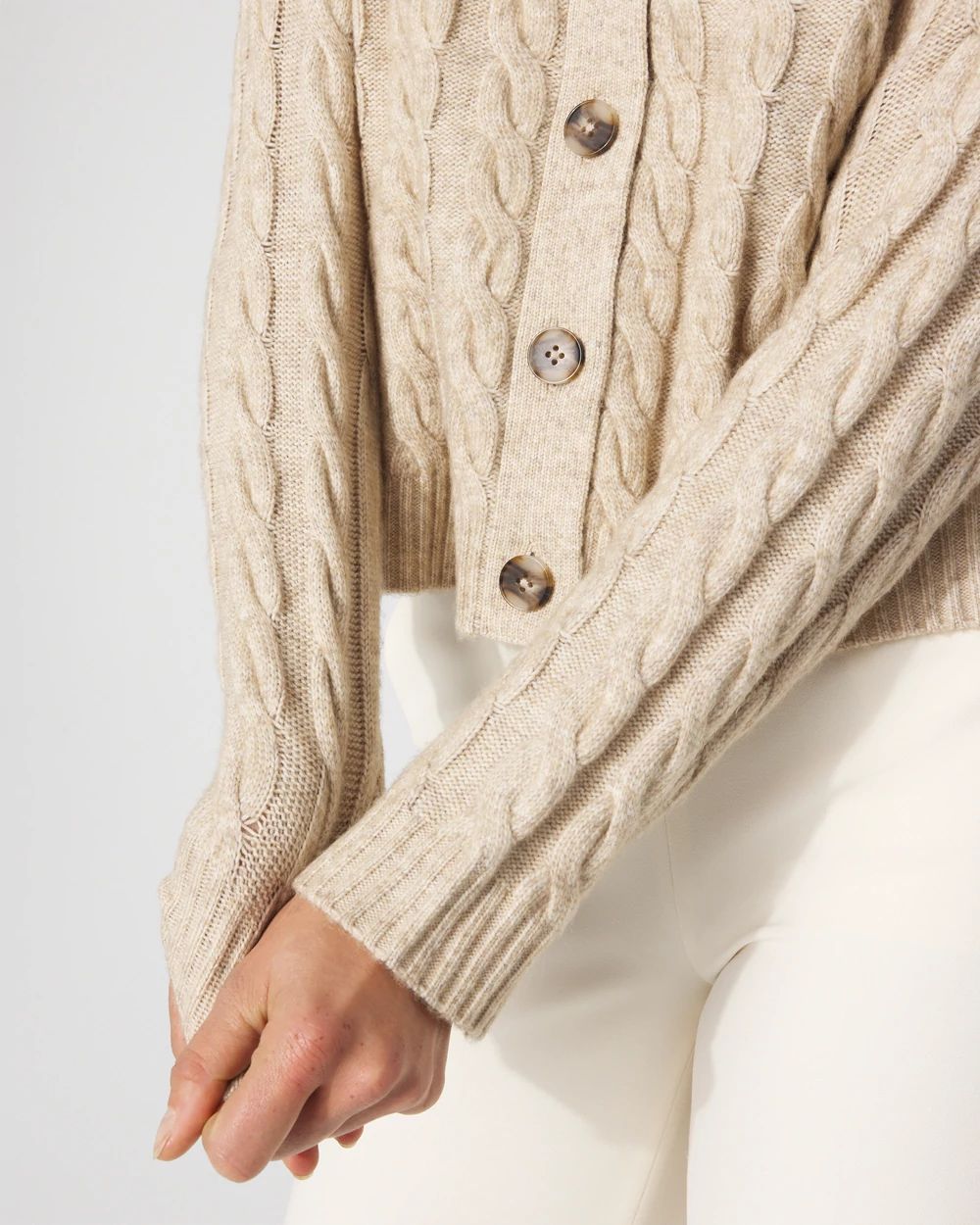 Cable-Knit Button-Front Cardigan
