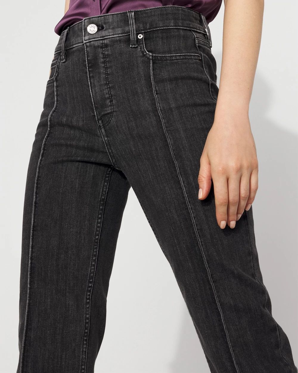 Pintuck High-Rise Slim Jean