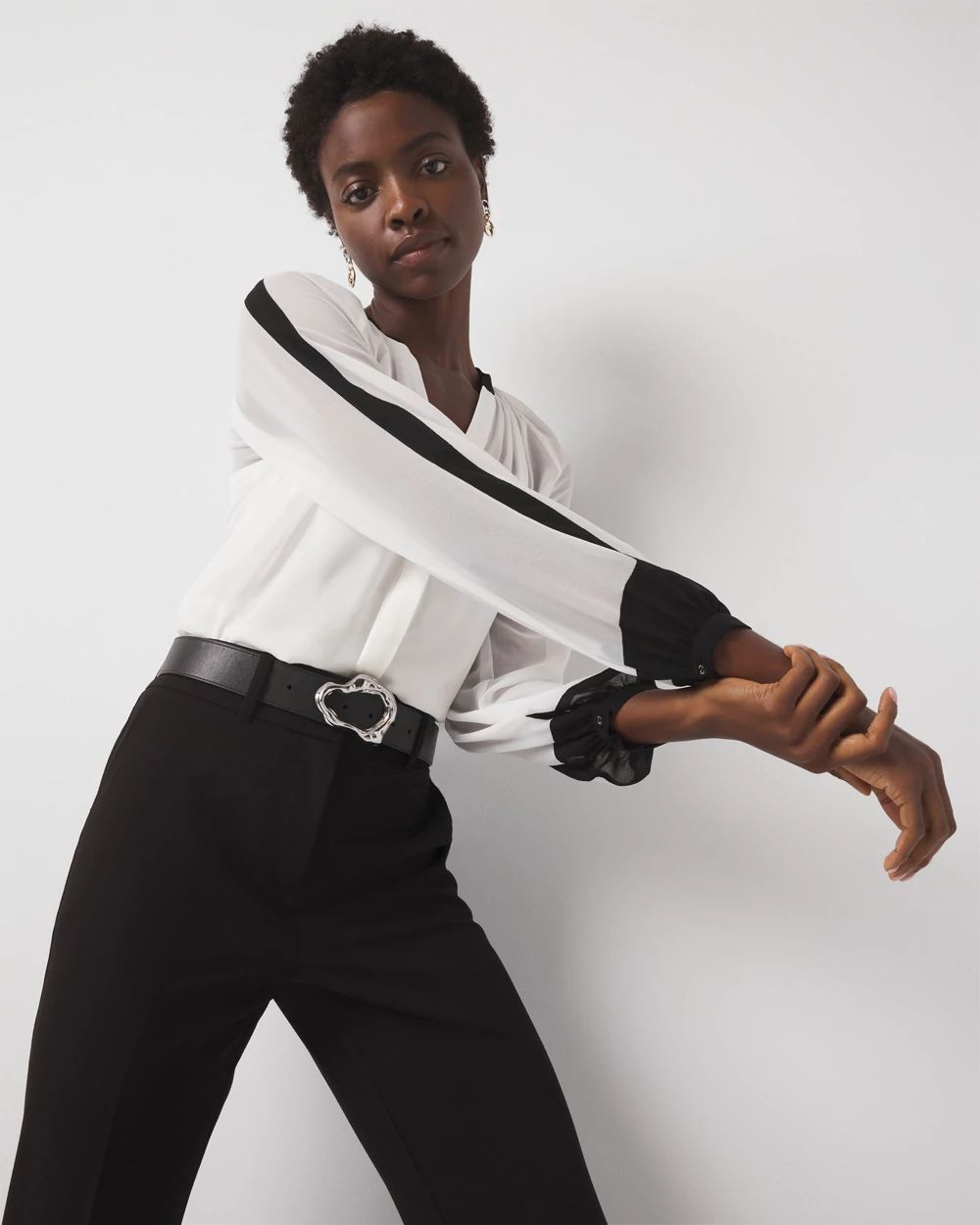 Chiffon Colorblock Blouse