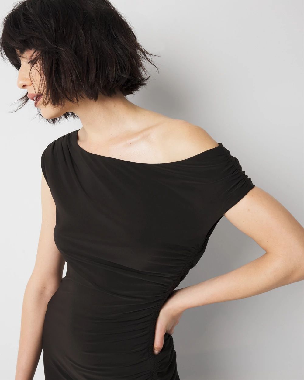 One-Shoulder Ruched Maxi Dress