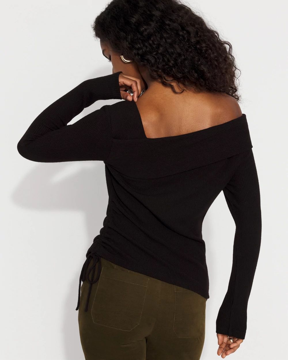 Side Ruched Rib Snit Top