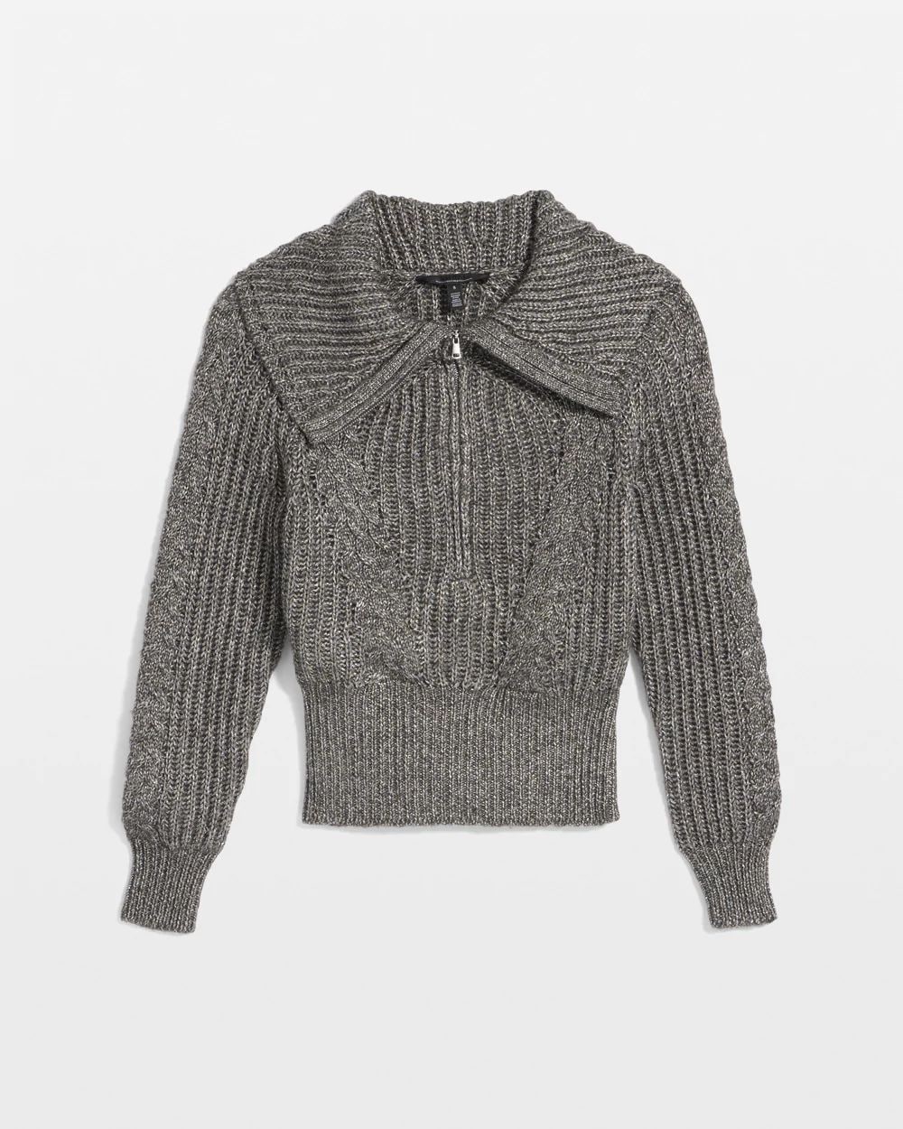 Half Zip Metallic Knit Sweater