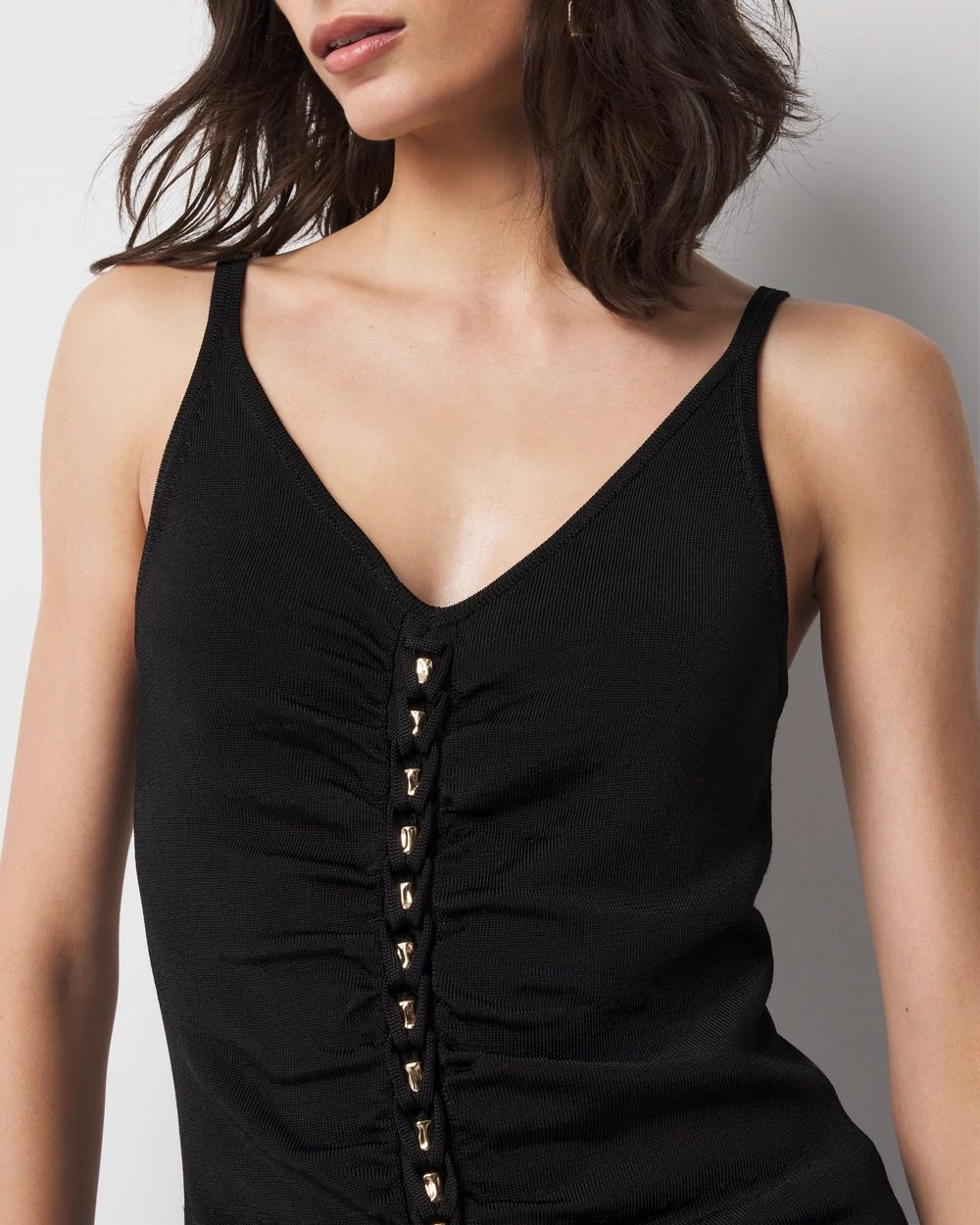 Ruched Hardware Sweater Tank