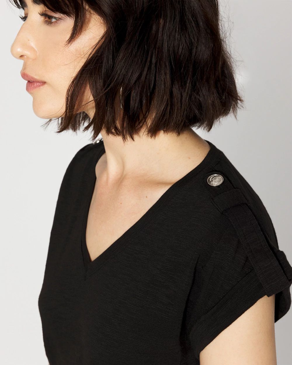 V-Neck Tee with Epaulets