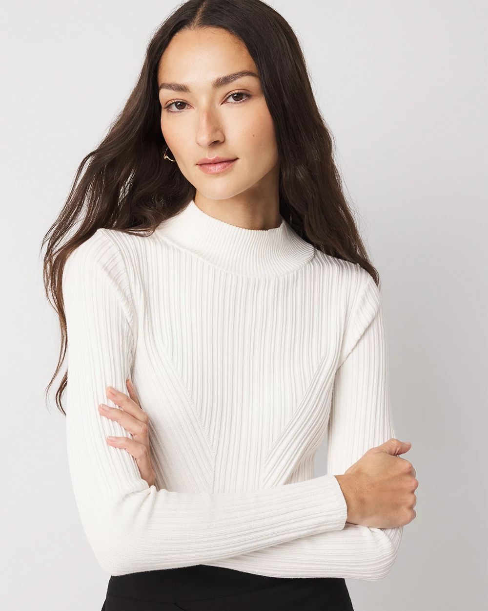 Essential Mock Neck Rib Sweater