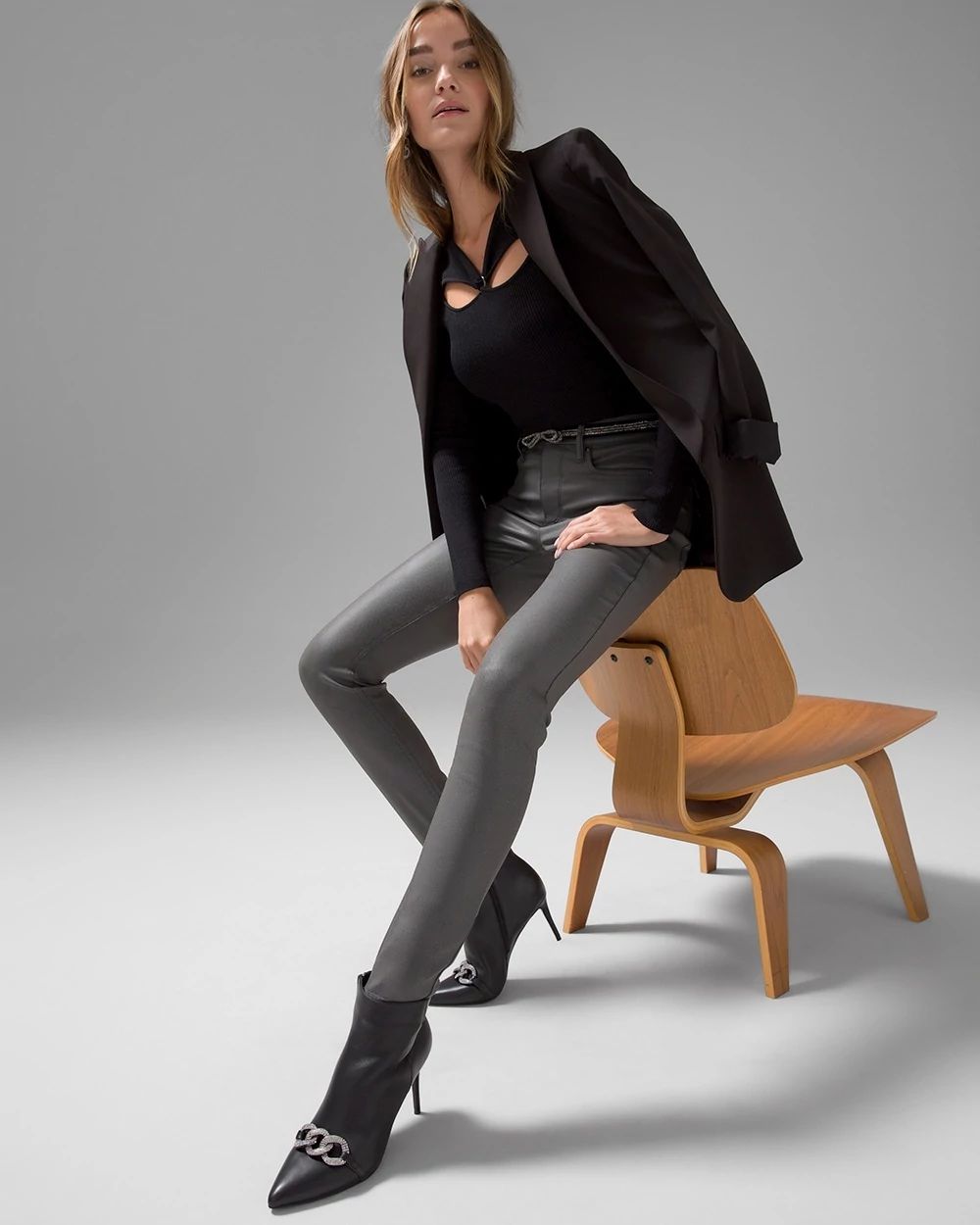 Petite High-Rise Coated Skinny Jeans