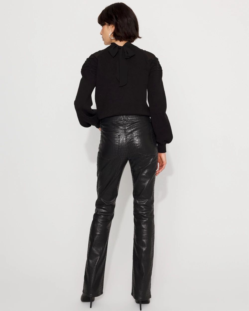 Crocodile Coated Denim High Rise Bootcut Jean