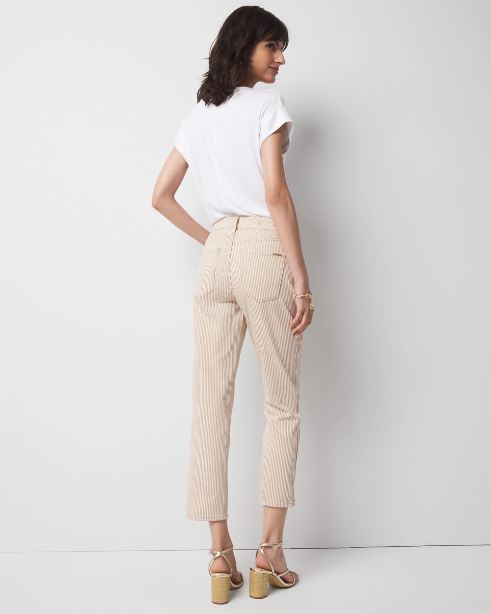 Petite High-Rise Striped Straight Jean