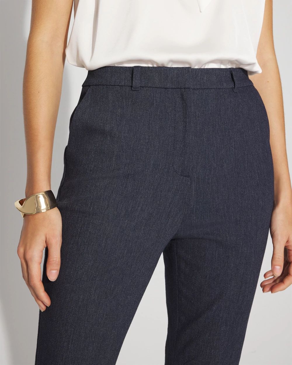 Tailored Denim-Look Kick Flare Pant