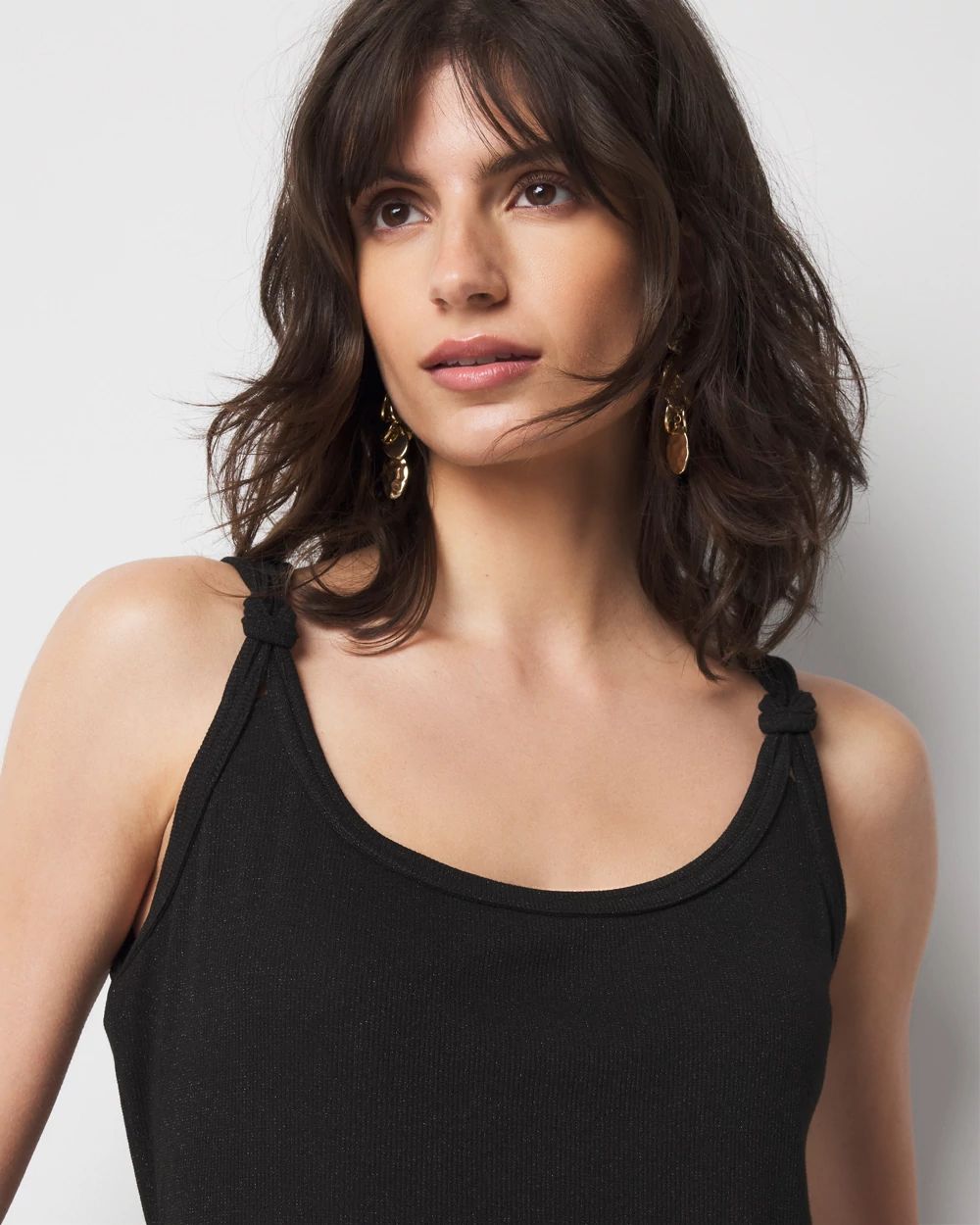 Metallic Knotted Shoulder Tank