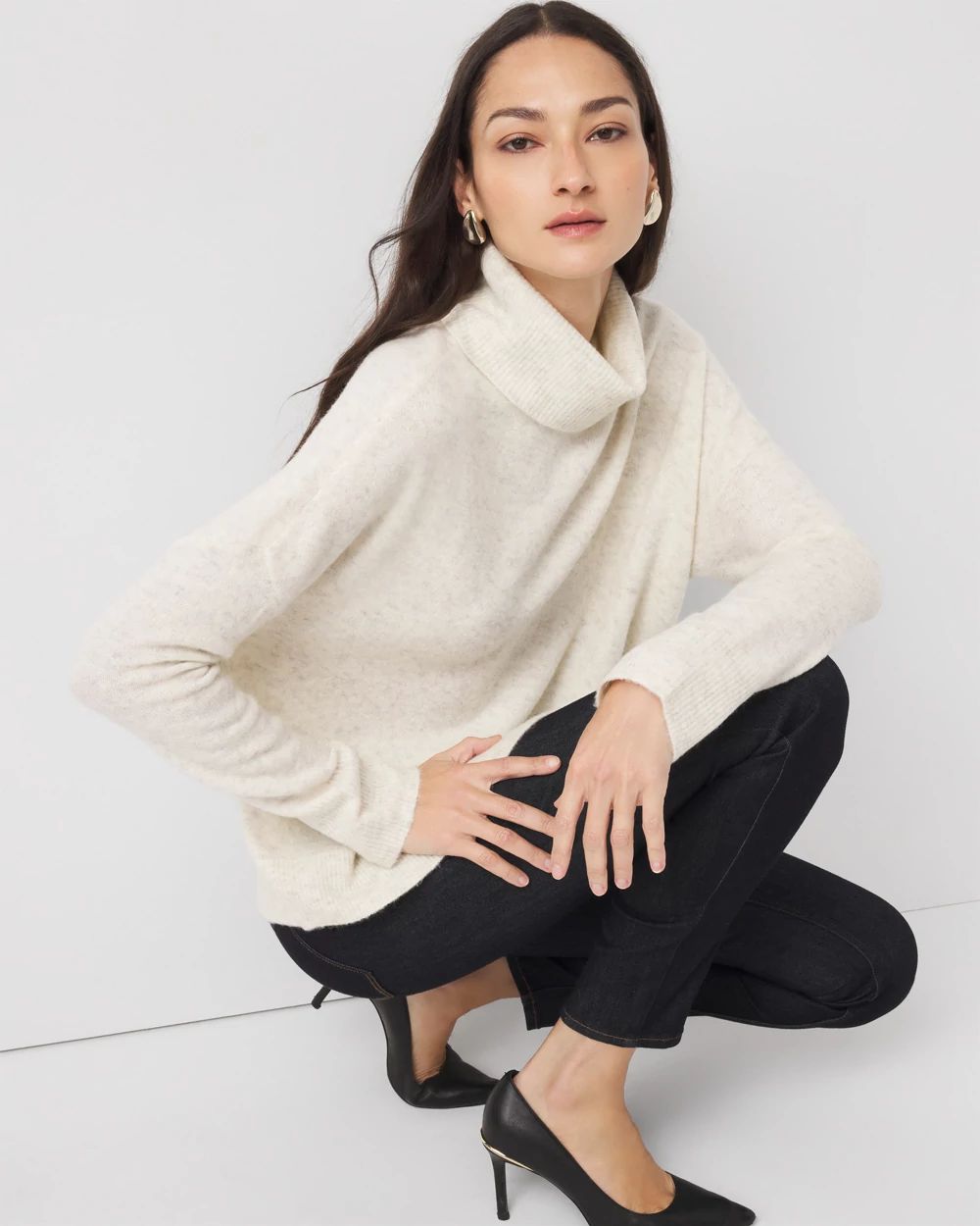 Asymmetrical Hem Turtleneck Sweater
