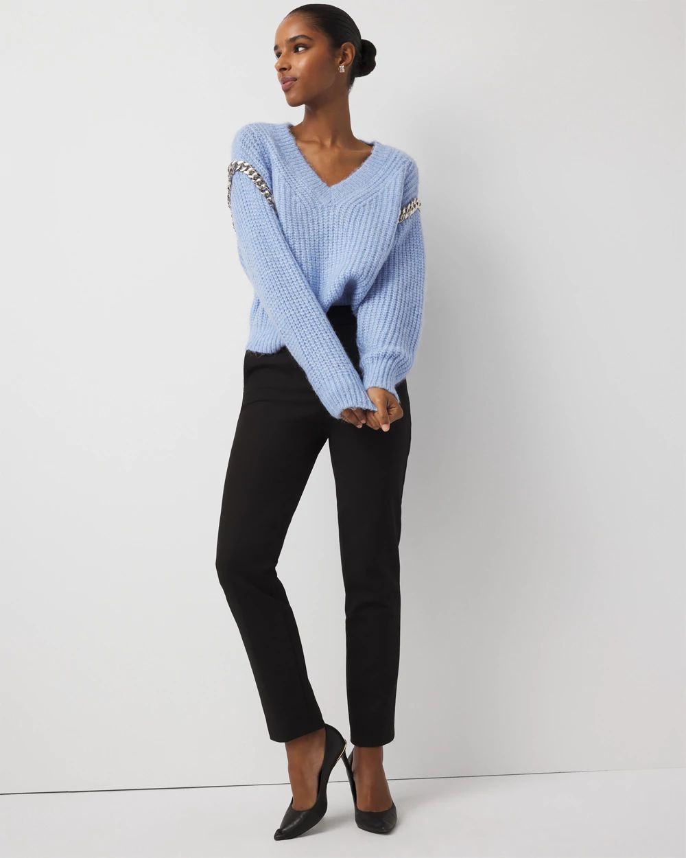 Petite Chain Detail Pullover Sweater