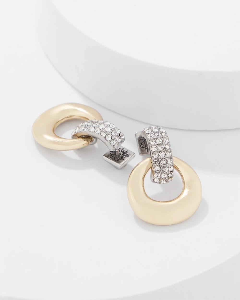 Pavé Drop-Hoop Earrings