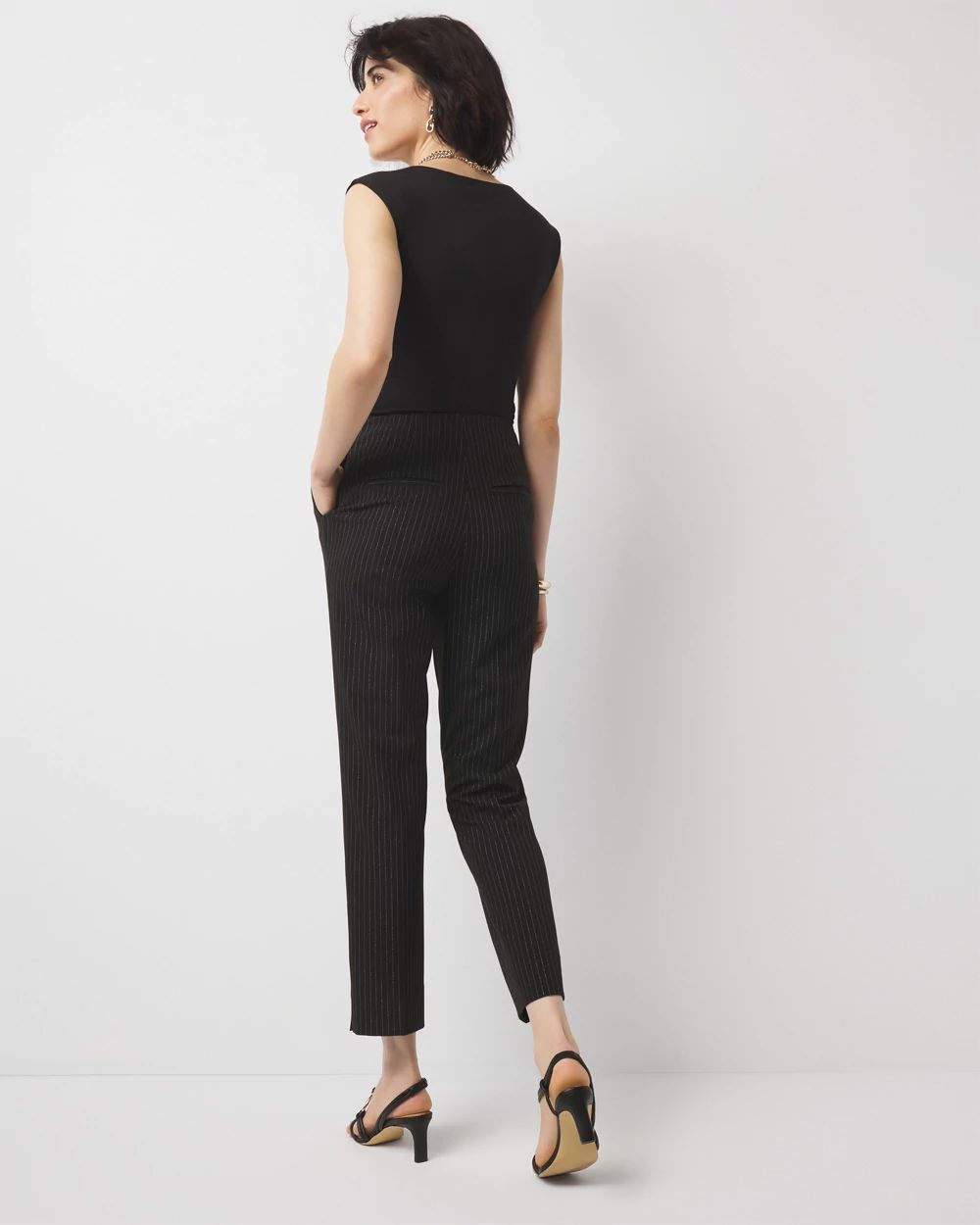 Pinstripe Straight Ankle Pant