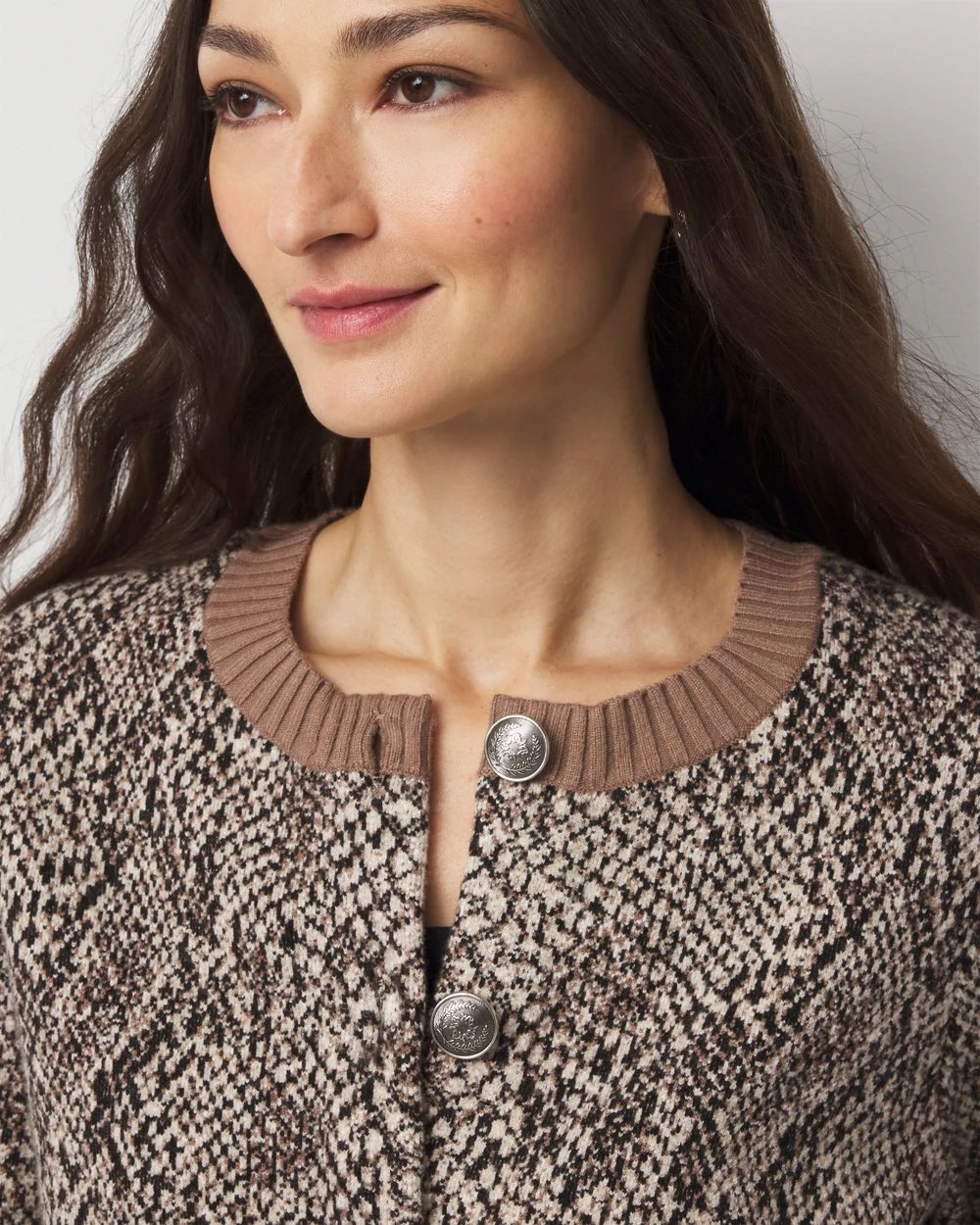 Petite Snake Print Button Front Cardigan