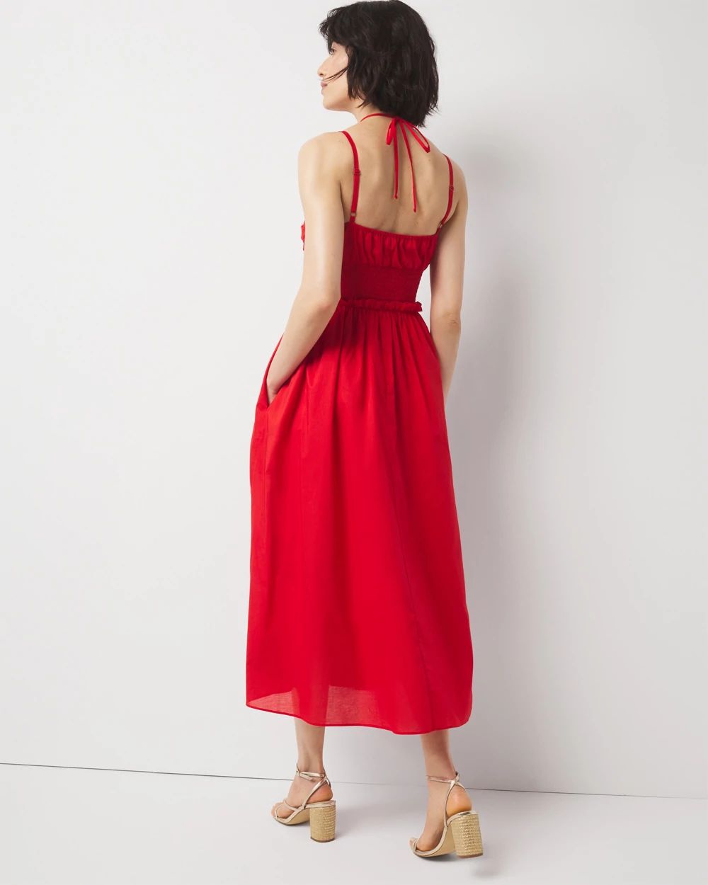 Cotton Poplin Halter Midi Dress