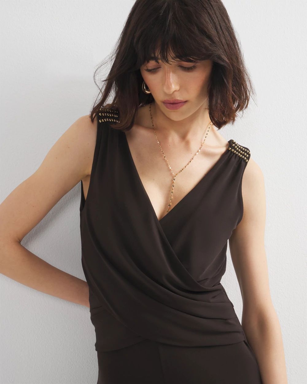 Shirred Shoulder Matte Jersey Jumpsuit