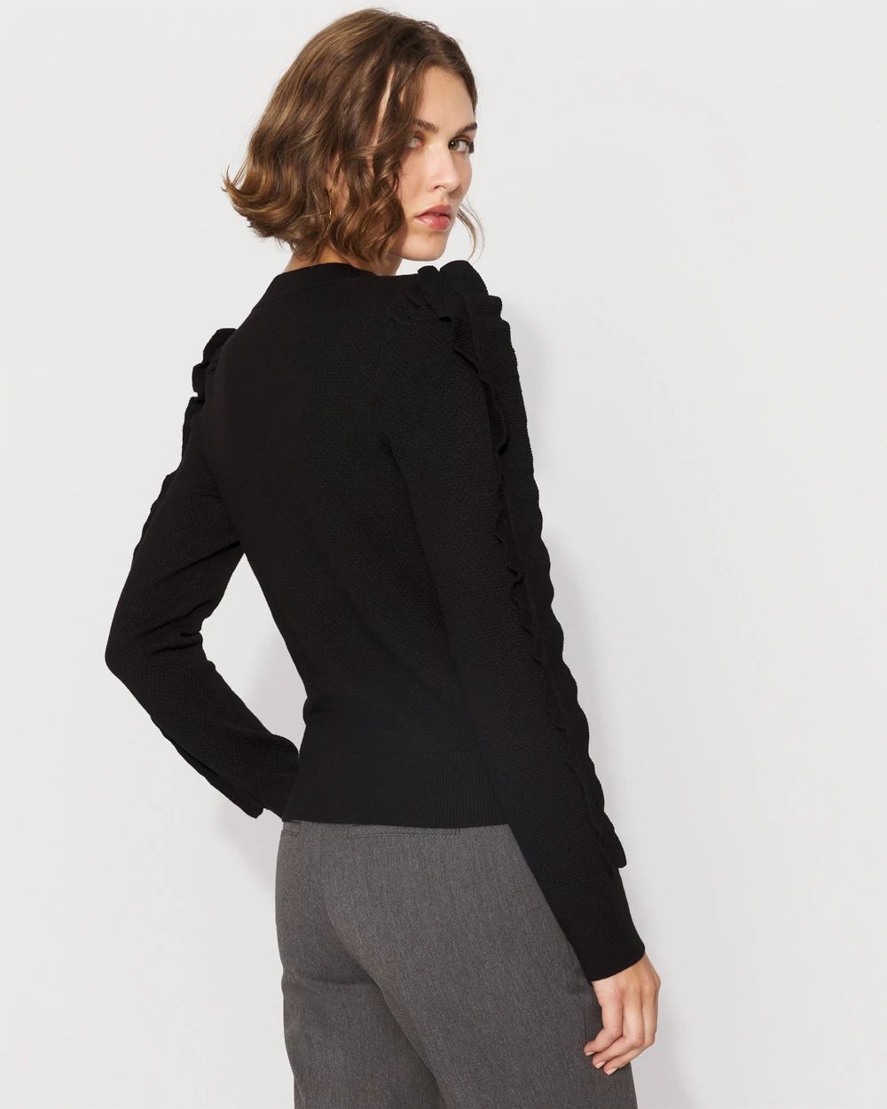 Ruffle Sleeve Pullover Sweater