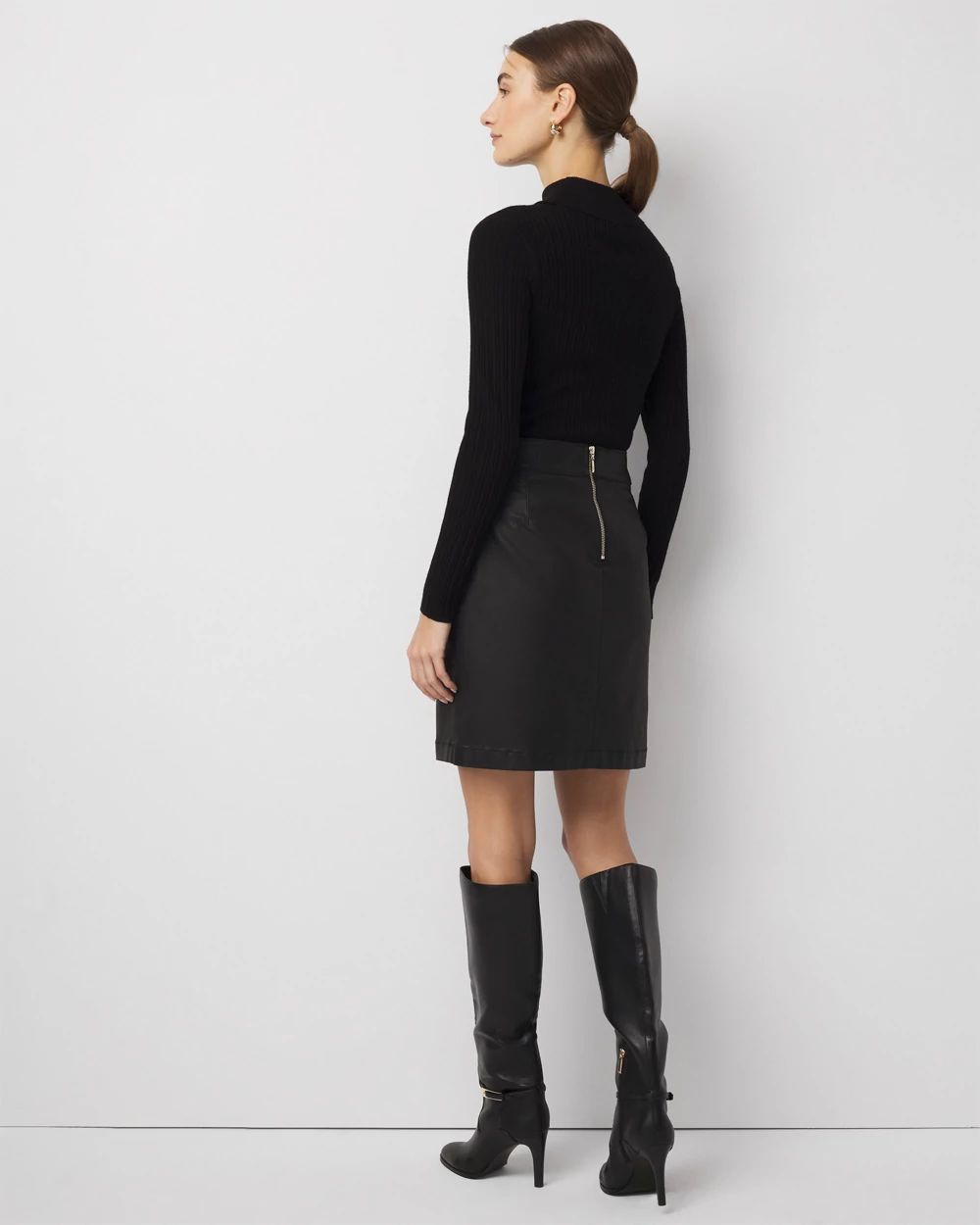 Coated Denim Mini Skirt