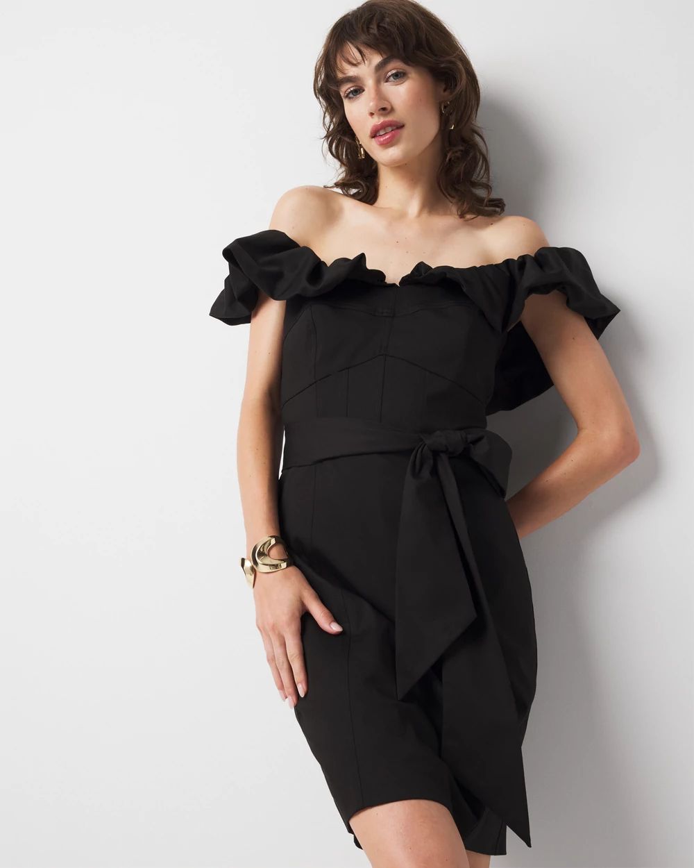 Off-the-Shoulder Poplin Mini Dress