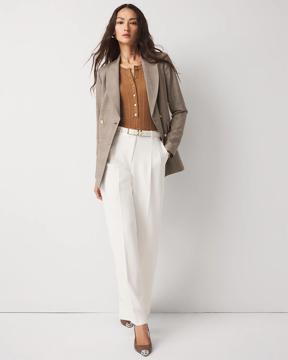 Plaid Double-Breasted Blazer