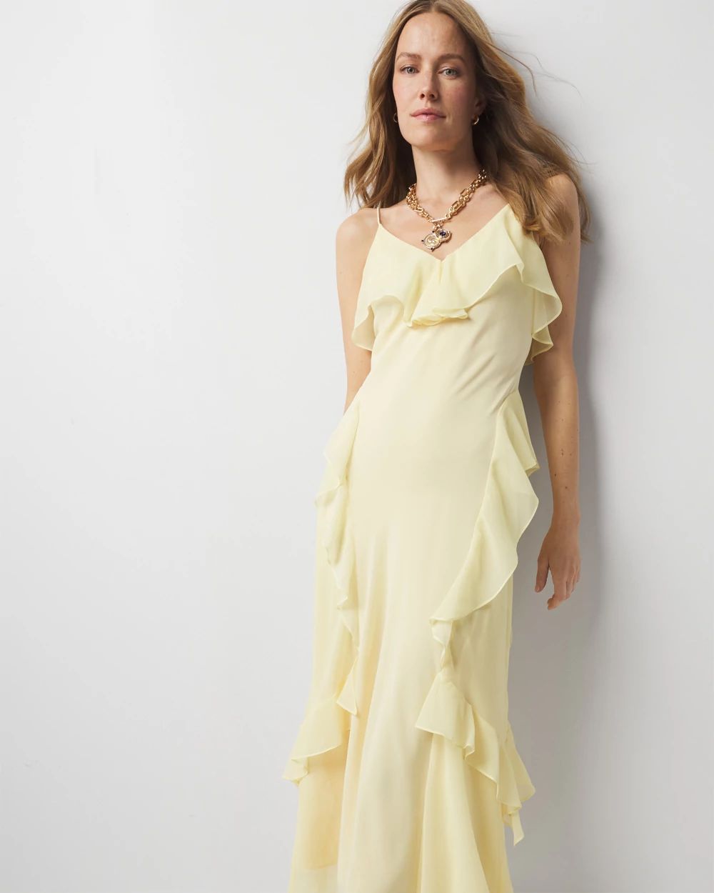 Chiffon Ruffle Slip Dress