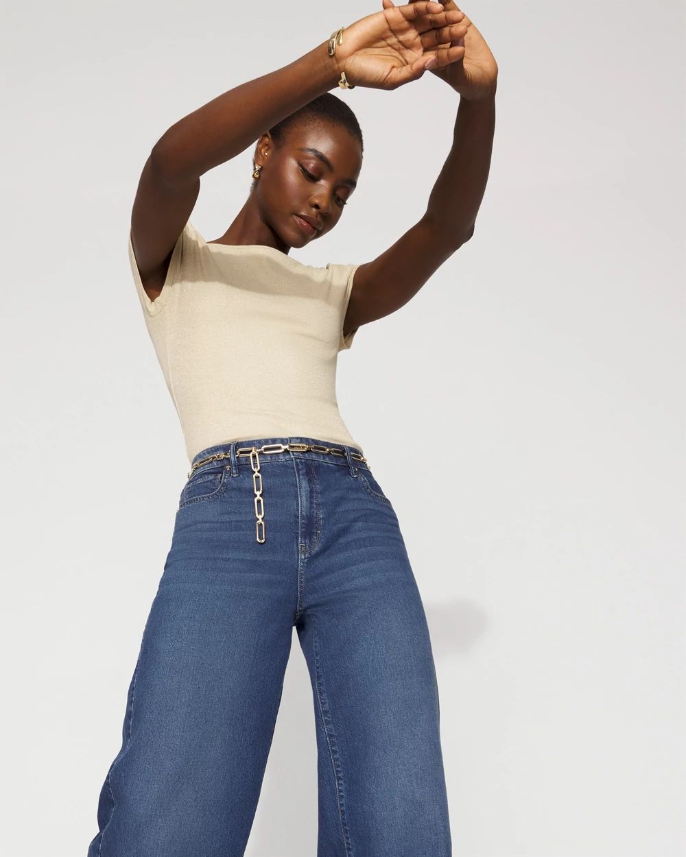 WHBM FORME™ Ribbed Stretch Metallic Tee