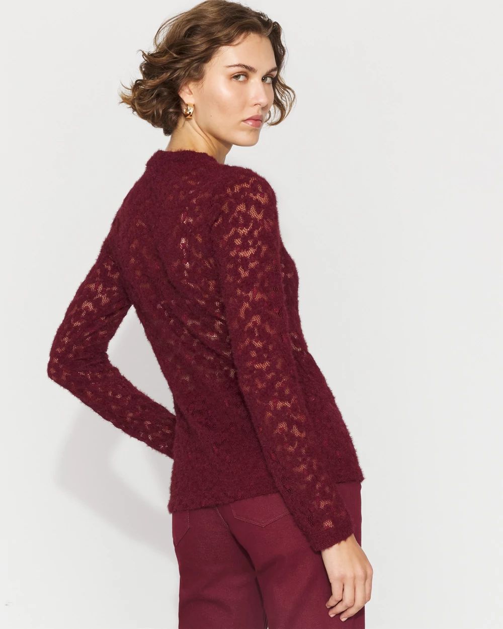 Textured Lace Mockneck Top