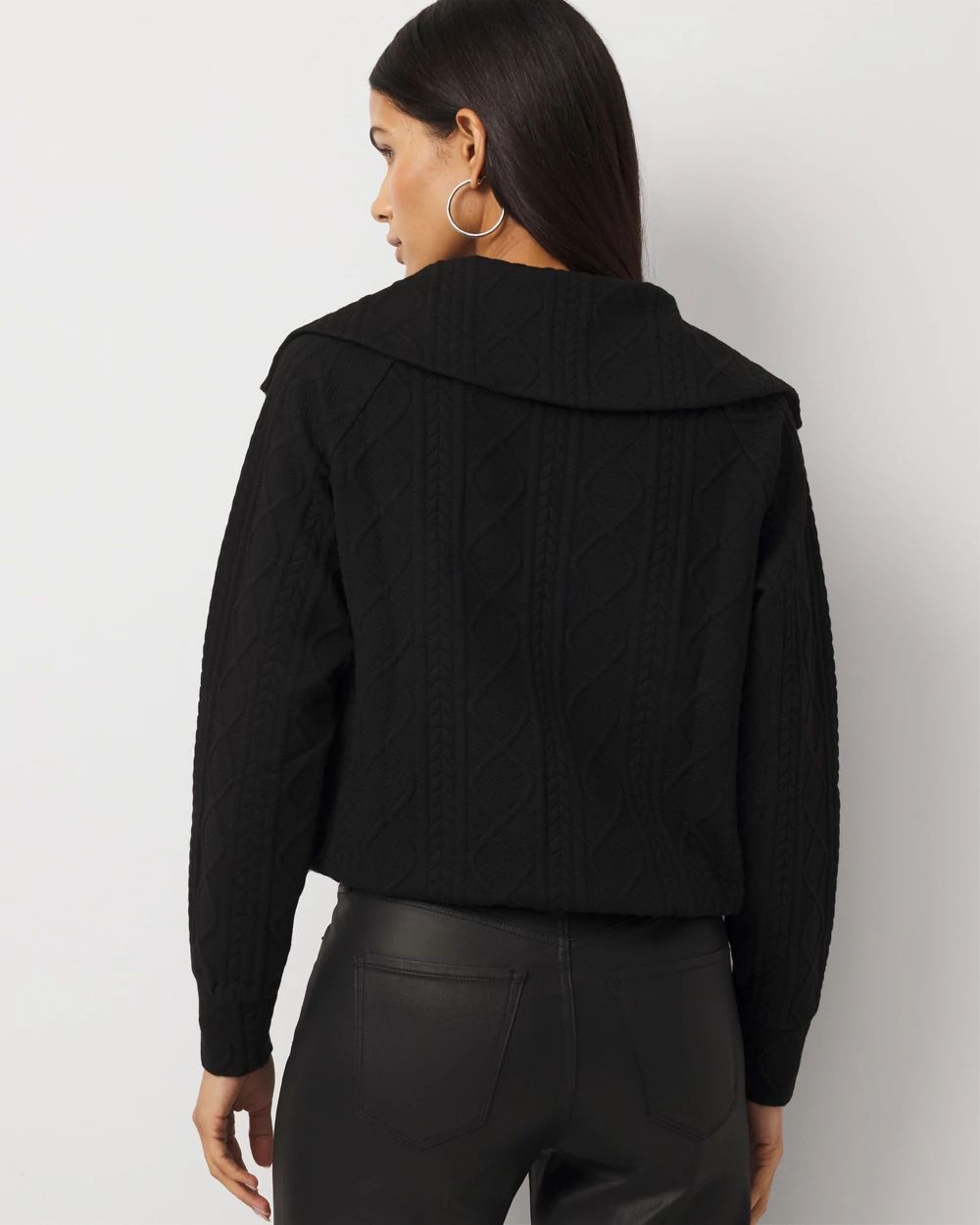 Funnel Neck Cable Knit Pullover