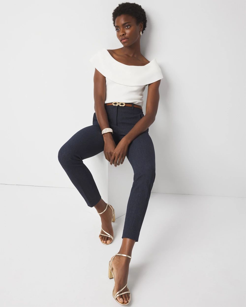 Elle Slim Denim-Look Ankle Pant