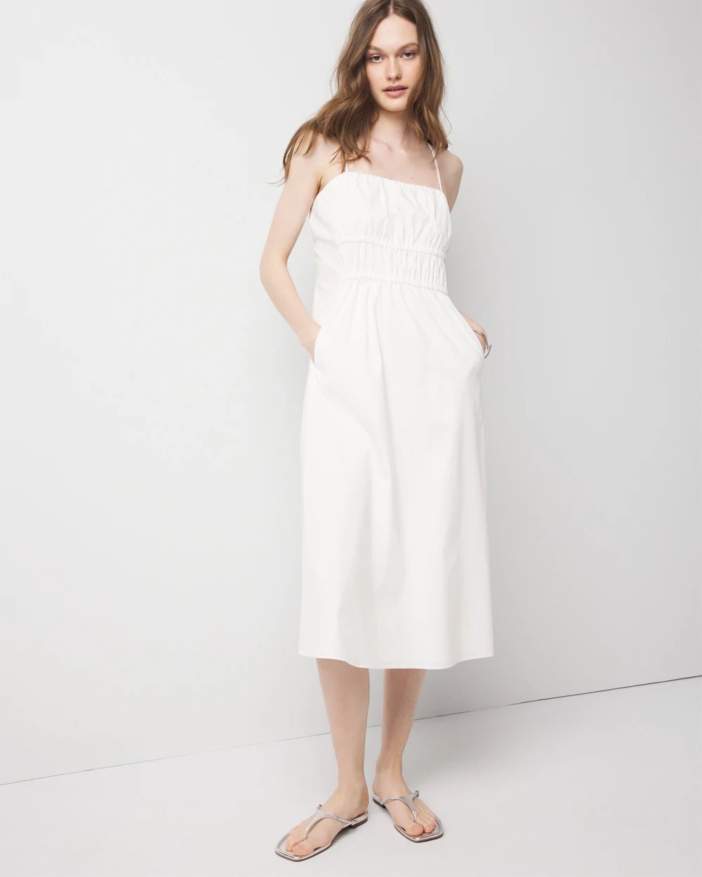 Poplin Tie Back Midi Dress