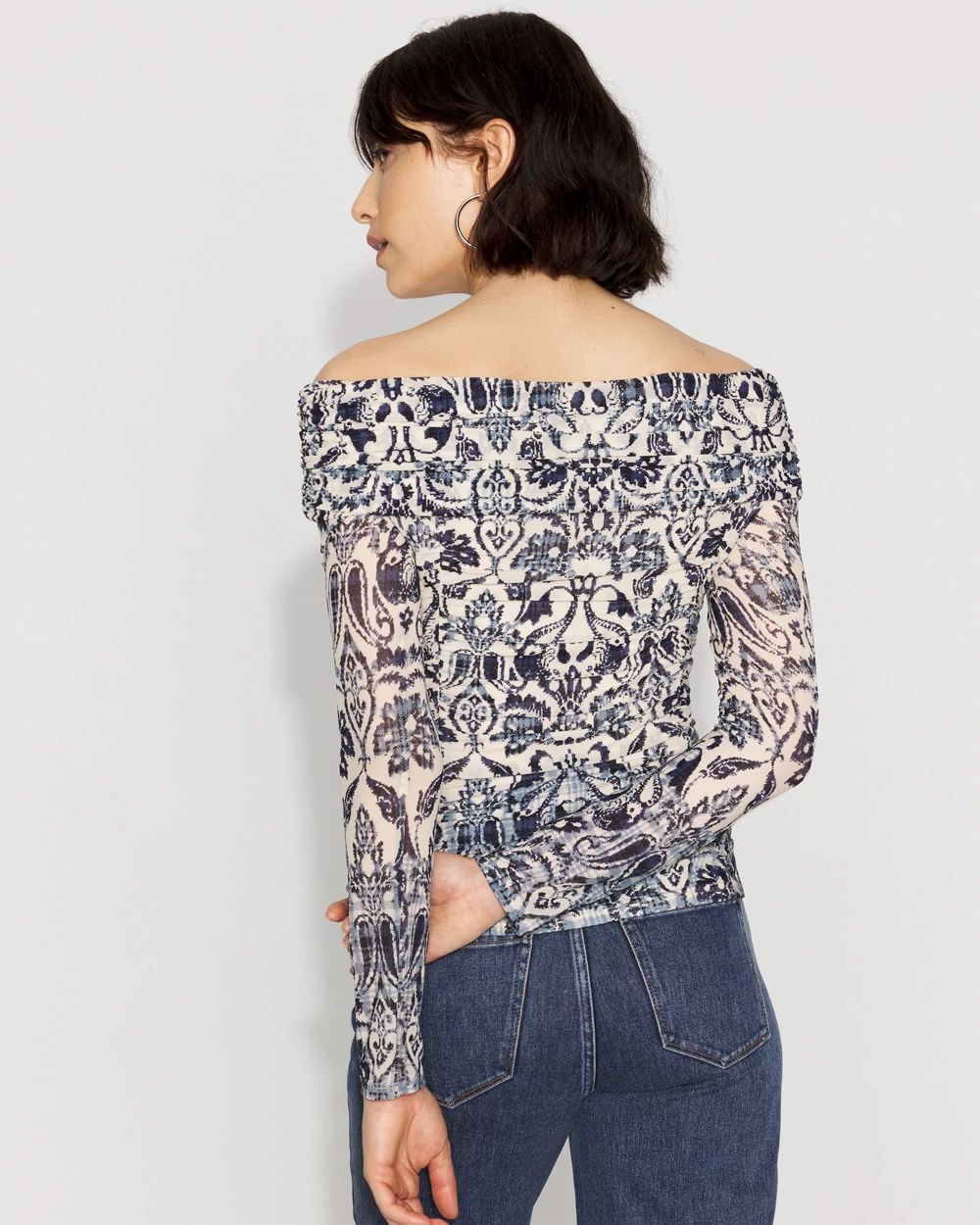 Off-the-Shoulder Mesh Top