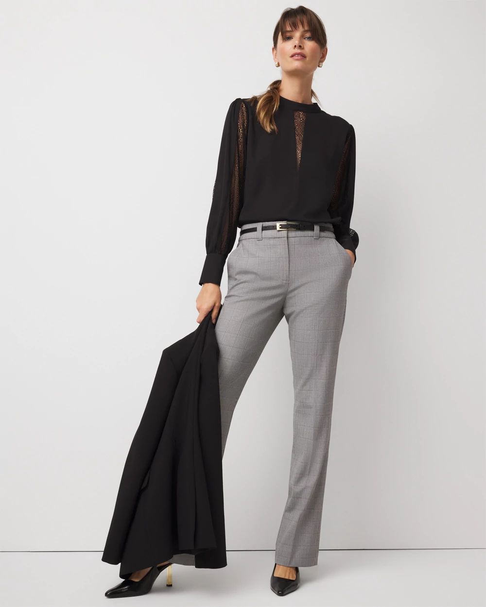 Houndstooth High-Rise Blake Slim Boot Pant