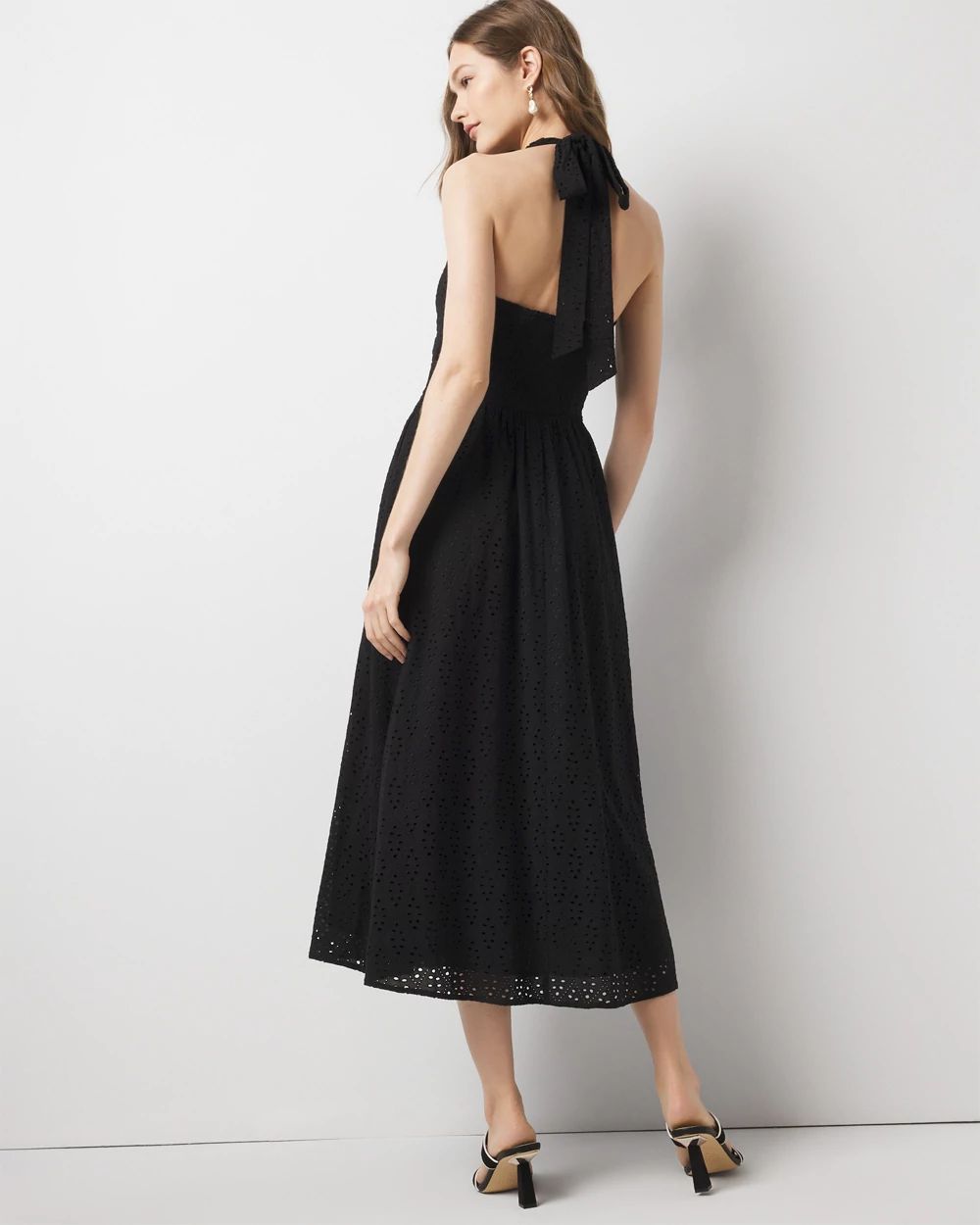 Eyelet Halter Midi Dress
