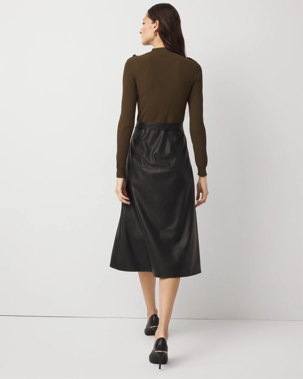 Long Sleeve Faux Leather Dress