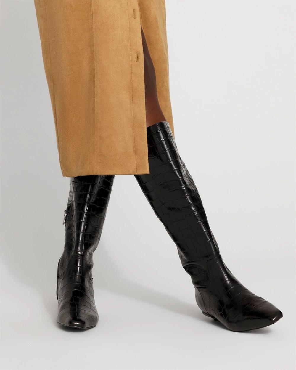 Leather Croc Riding Boot